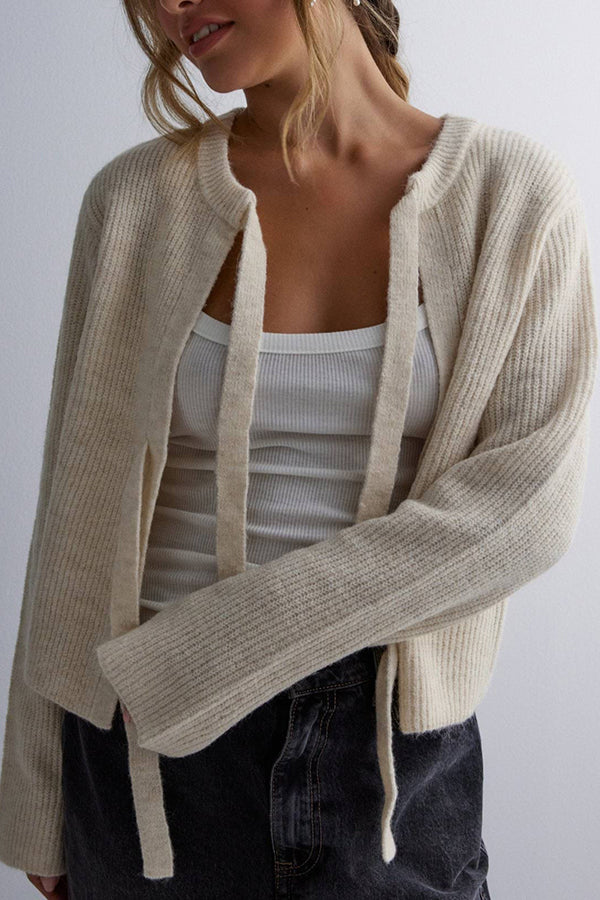 Cardigan en Maille à Liens | Chic & Confortable | Élégance Décontractée
