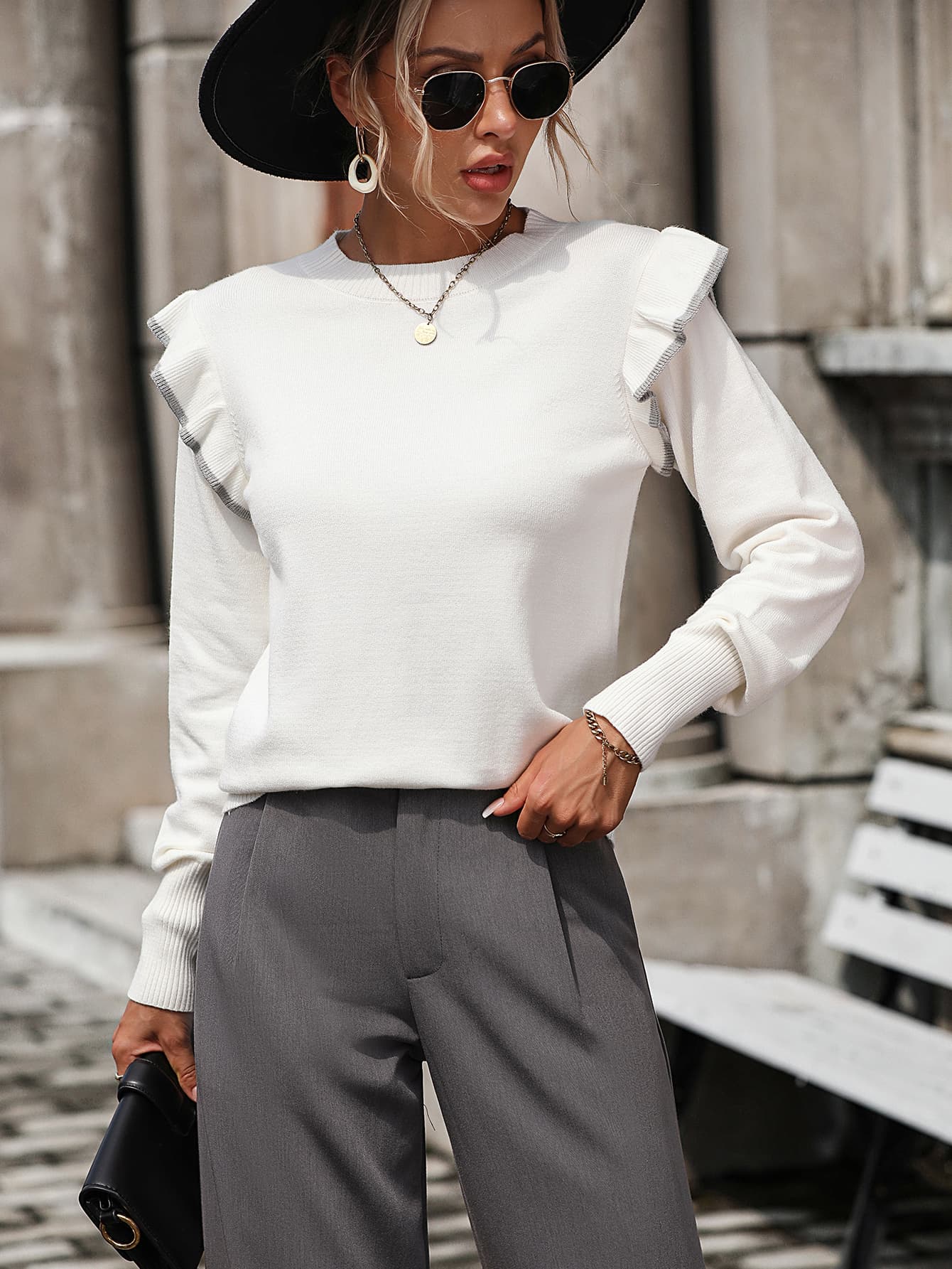 Pull Tricoté à Volants | Doux & Élégant | Féminin et Stylé