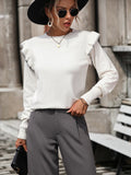 Pull Tricoté à Volants | Doux & Élégant | Féminin et Stylé