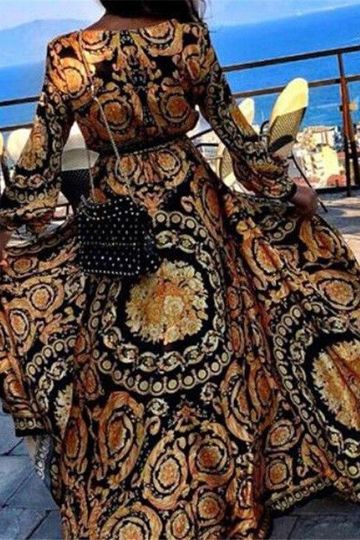 Robe Longue Imprimé Baroque | Élégante & Audacieuse | Parfaite pour les Soirées d'Été et les Occasions Spéciales