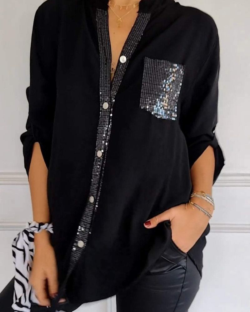 Chemise Poche à Paillettes | Légère | Style Chic au Quotidien