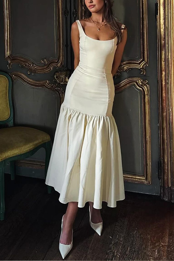 Robe Midi Élégante à Volants | Chic | Féminine et Intemporelle
