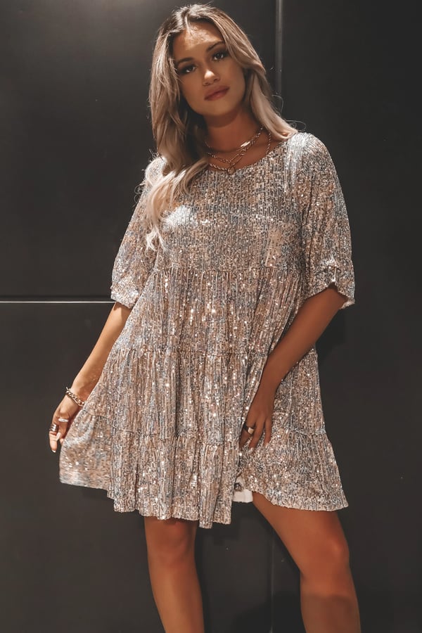 Robe Mini Oversize à Sequins | Brillante & Tendance | Parfaite pour les Soirées