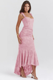 Robe Corset Drapée | Élégance Sculptée | Dentelle Florale Luxueuse