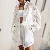 Ensemble à Volants Imprimé Cœur | Chic & Tendance | Léger & Stylé