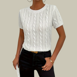 Pull Maille Torsadée Manches Courtes | Élégant & Confortable | Chic au Quotidien