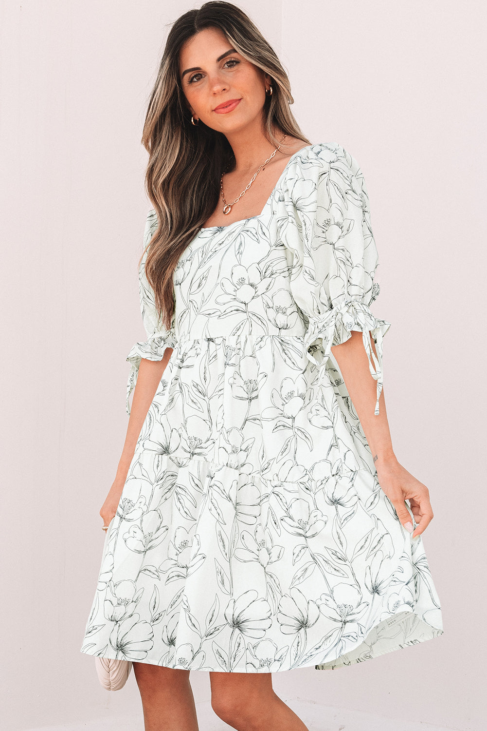 Robe à Fleurs Manches Bouffantes | Coton Léger | Charme Estival Décontracté