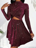 Robe Pailletée avec Découpe | Rouge Brillant | Pièce Glamour pour Soirées