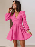 Robe Mini à Manches Bouffantes et Col en V | Élégance Sans Effort | Parfaite pour un Look Jour-Soirée