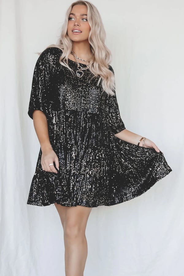 Robe Mini Oversize à Sequins | Brillante & Tendance | Parfaite pour les Soirées
