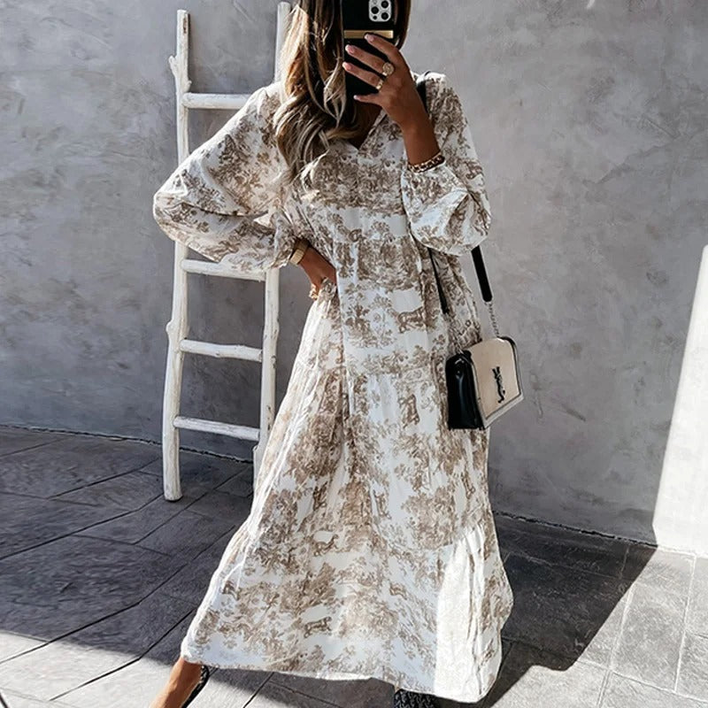 Robe Longue Bohème à Manches Longues | Fluide & Élégante | Parfaite pour Toutes les Occasions