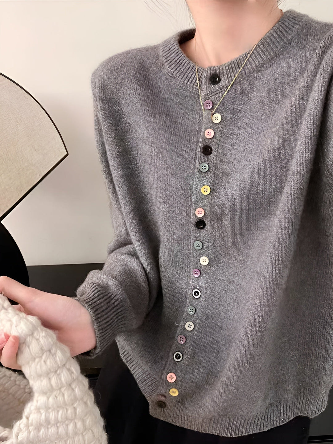 Gilet Boutons Colorés | Maille Douce | Chic Décontracté