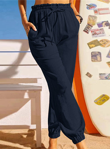 Pantalon Jogger en Lin | Taille Haute | Décontracté et Stylé