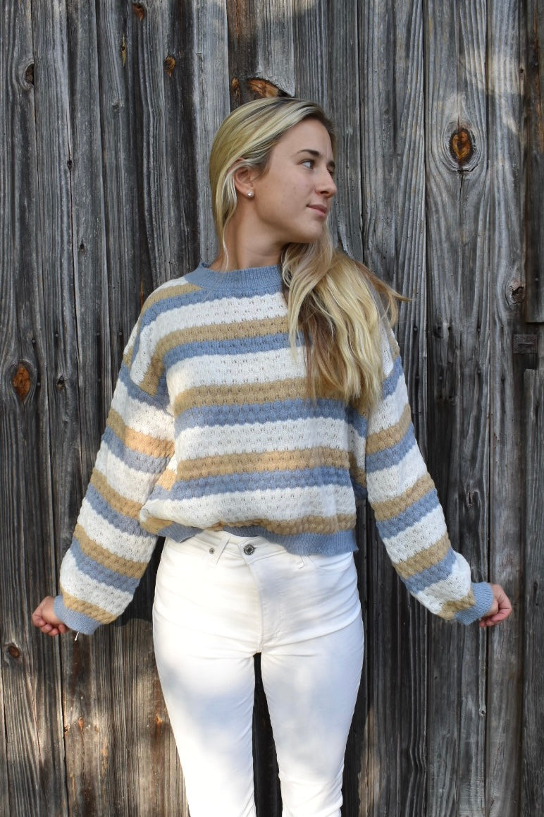 Pull en Maille Rayée | Tons Doux | Confort Décontracté au Quotidien