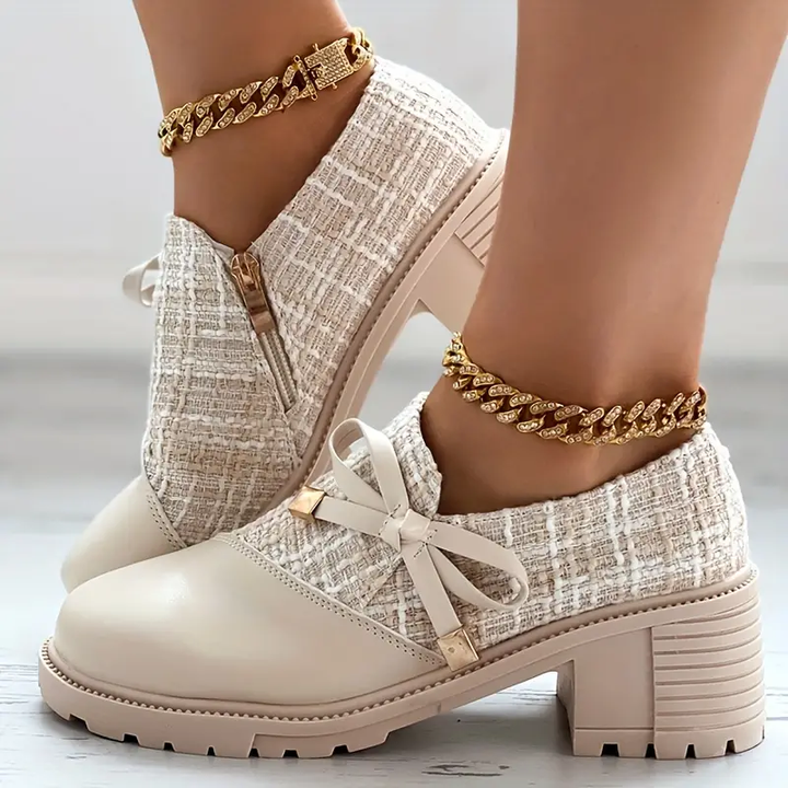 Mocassins à Talon en Tweed | Élégants & Chics | Confort Sophistiqué