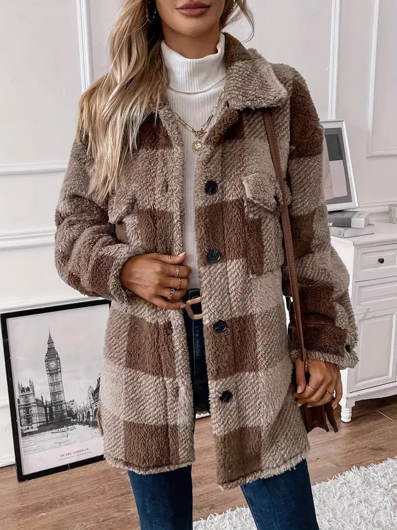 Veste en Sherpa à Carreaux | Douillette & Tendance | Idéale pour l’Hiver