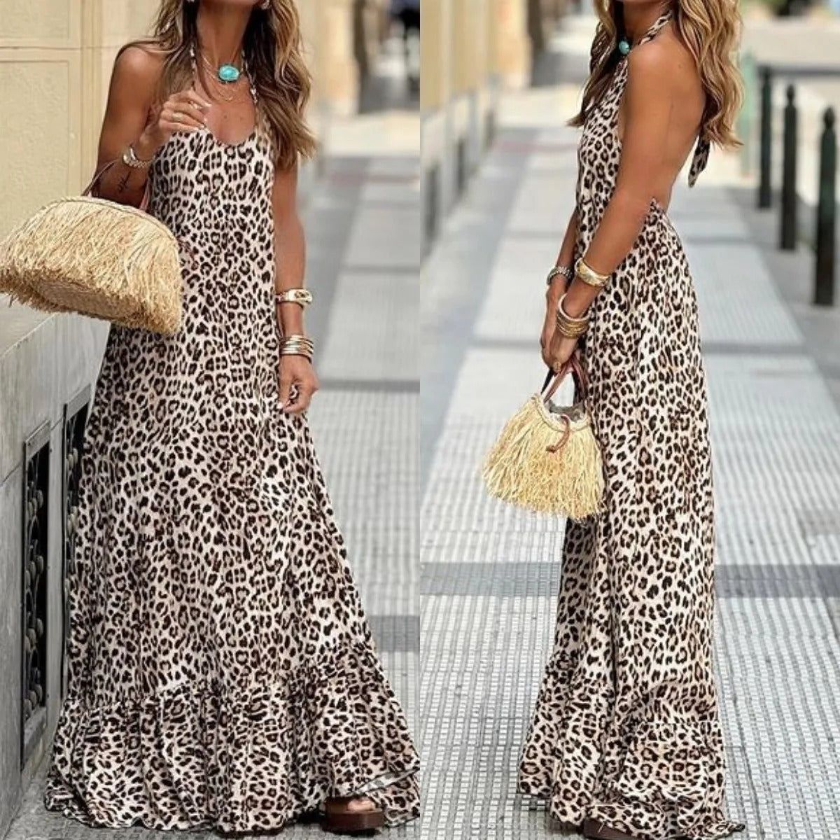 Robe Longue Imprimé Léopard | Audacieuse & Chic | Élégance Estivale Décontractée