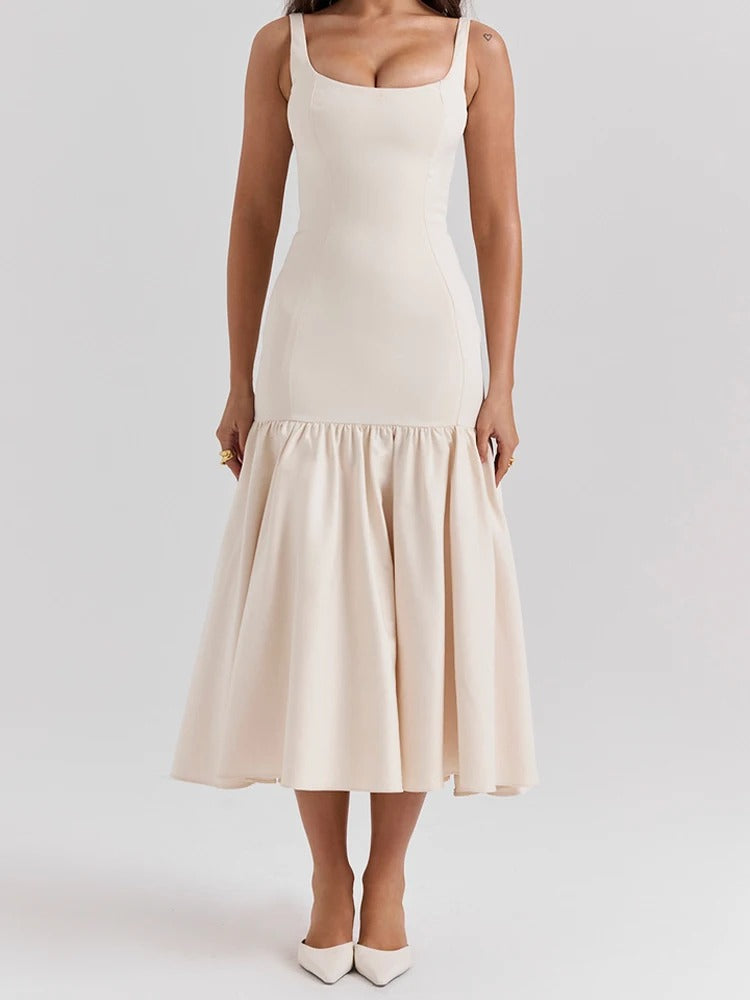 Robe Midi Élégante à Volants | Chic | Féminine et Intemporelle