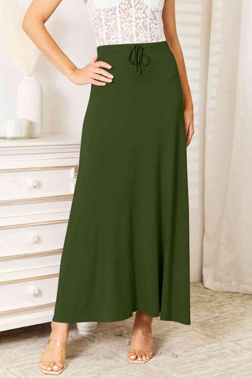 Jupe Longue Taille Haute | Ceinture Ajustable | Élégante et Fluide