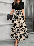 Robe Midi Contrastée Fleurie | Couleur Mixte | Chic et Féminine