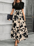 Robe Midi Contrastée Fleurie | Couleur Mixte | Chic et Féminine