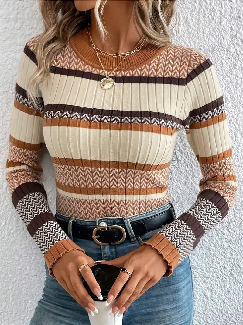 Pull Côtelé à Rayures | Doux & Tendance | Idéal pour l'Automne & l'Hiver