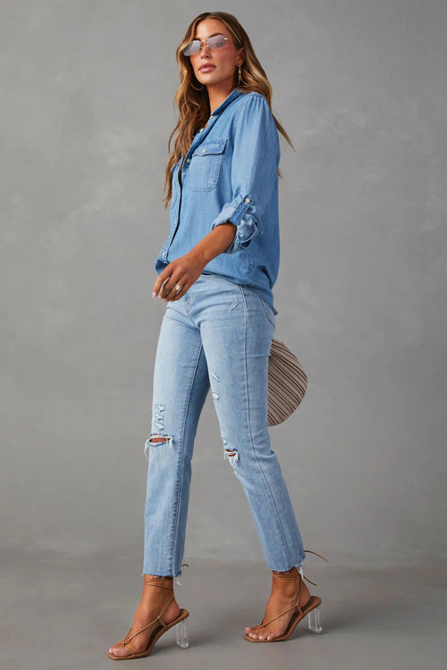 Chemise en Jean | Coupe Classique | Basique Décontracté du Quotidien