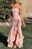 Robe Bustier à Volants | Élégante & Glamour | Parfaite pour Mariages et Grandes Occasions