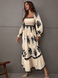 Robe longue bohème brodée | Abricot | Élégance romantique et intemporelle