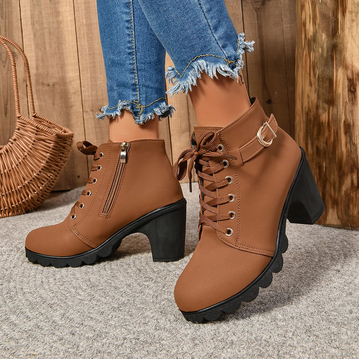 Bottines à Lacets | Talon | Élégantes et Confortables