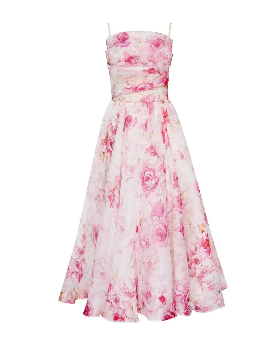 Robe Midi Fleurie | Bretelles Fines | Romantique et Élégante