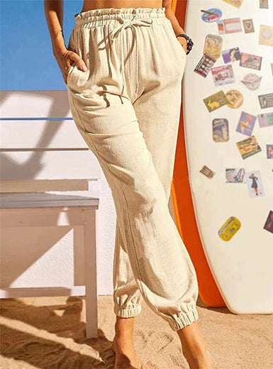 Pantalon Jogger en Lin | Taille Haute | Décontracté et Stylé