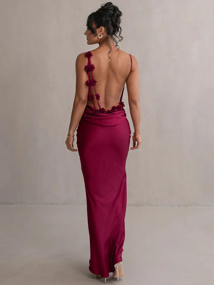 Robe Longue Satinée | Vert Clair | Décolleté Drapé Élégant