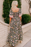 Robe Longue Bohème à Fleurs | Décolleté en V & Fluide | Charme Romantique Décontracté
