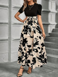 Robe Midi Contrastée Fleurie | Couleur Mixte | Chic et Féminine