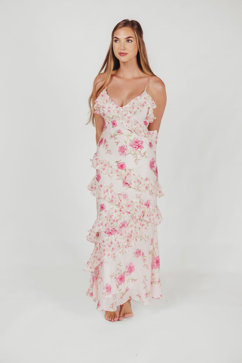 Robe Longue Fleurie à Volants | Romantique | Fluide et Féminine