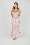 Robe Longue Fleurie à Volants | Romantique | Fluide et Féminine
