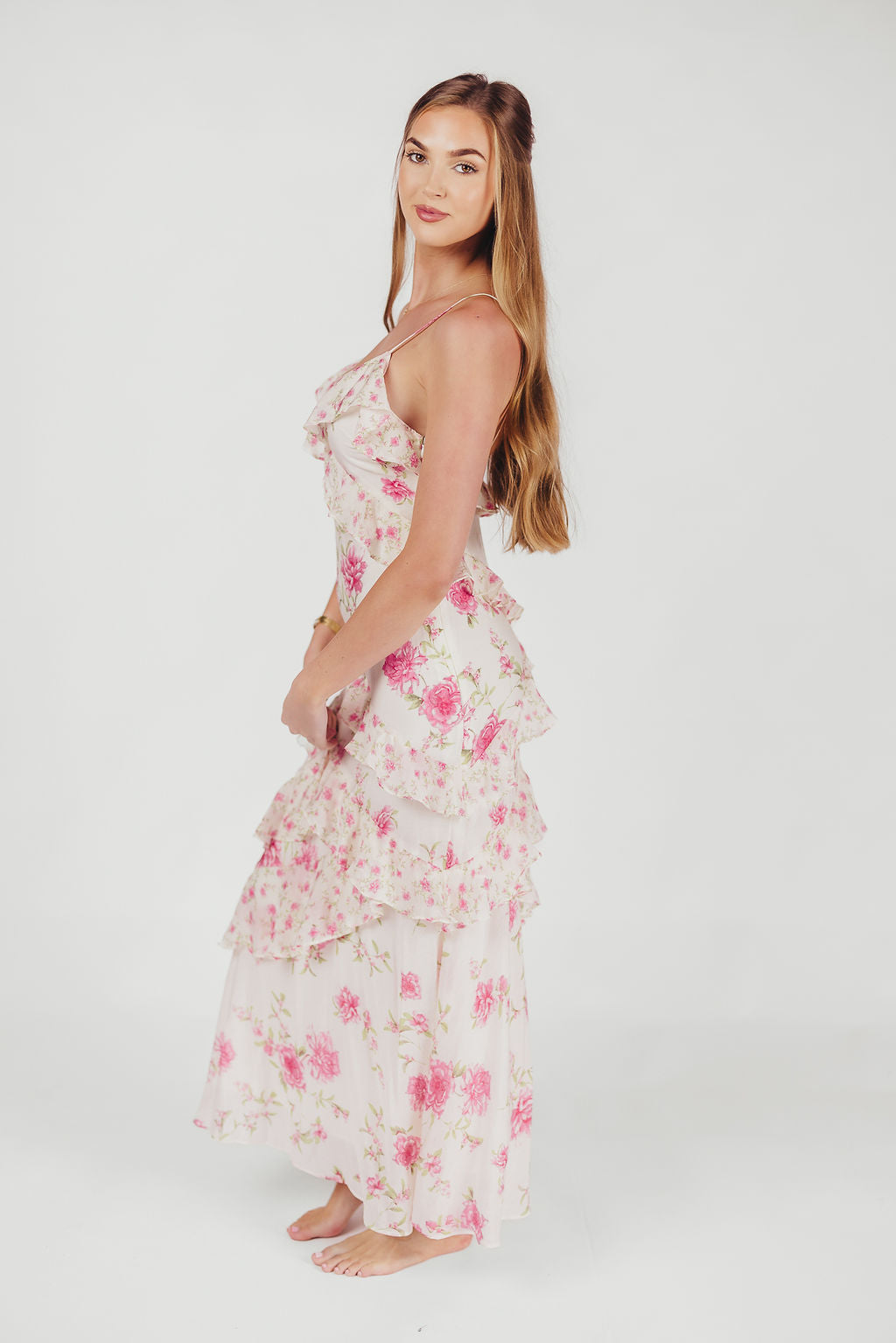 Robe Longue Fleurie à Volants | Romantique | Fluide et Féminine
