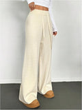 Pantalon Décontracté en Maille Côtelée | Taille Haute | Doux et Confortable