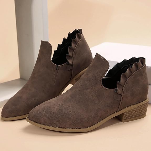 Bottines Basses avec Détail Volants | Élégantes & Confortables | Talon Bas