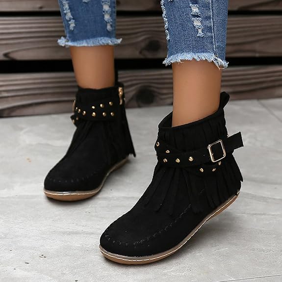 Bottines en Daim à Franges | Bohème | Confortables & Stylées