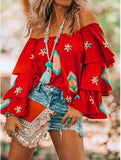 Blouse Bohème Épaules Dénudées | Broderies Colorées | Style Festival