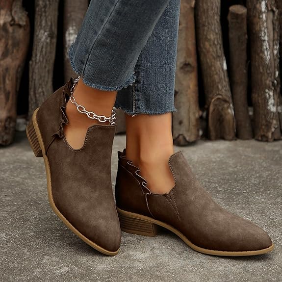 Bottines Basses avec Détail Volants | Élégantes & Confortables | Talon Bas