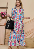 Robe Longue Bohème Ikat | Multicolore | Fluide et Vibrante