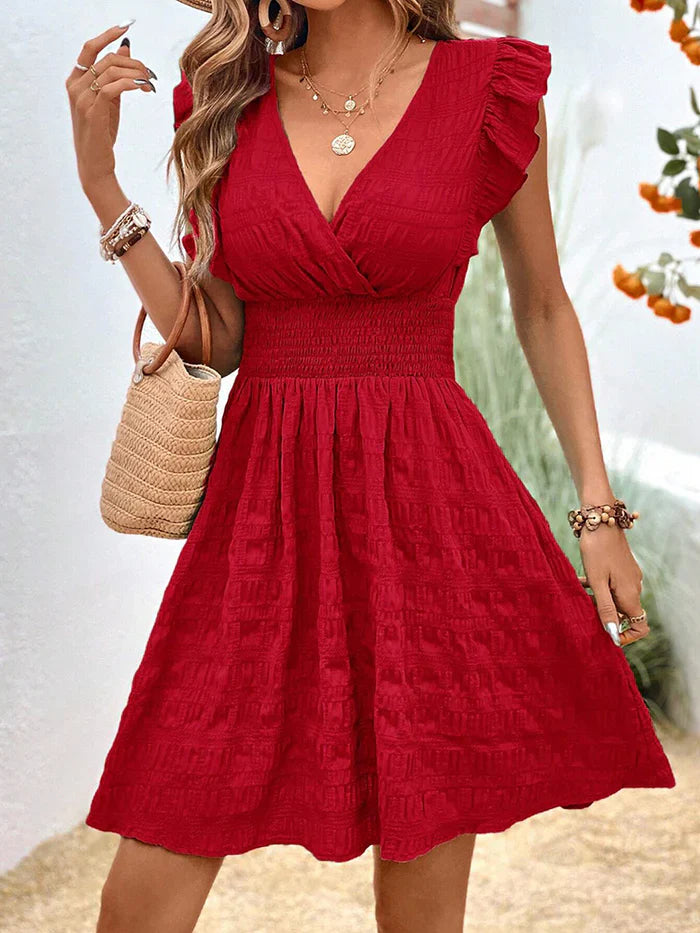 Robe Courte à Taille Smockée | Style Estival | Élégance Légère