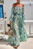 Robe Longue Fleurie Épaules Dénudées | Romantique | Fluide & Élégante