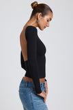Top Dos Nu Manches Longues | Blanc & Noir | Élégant et Minimaliste