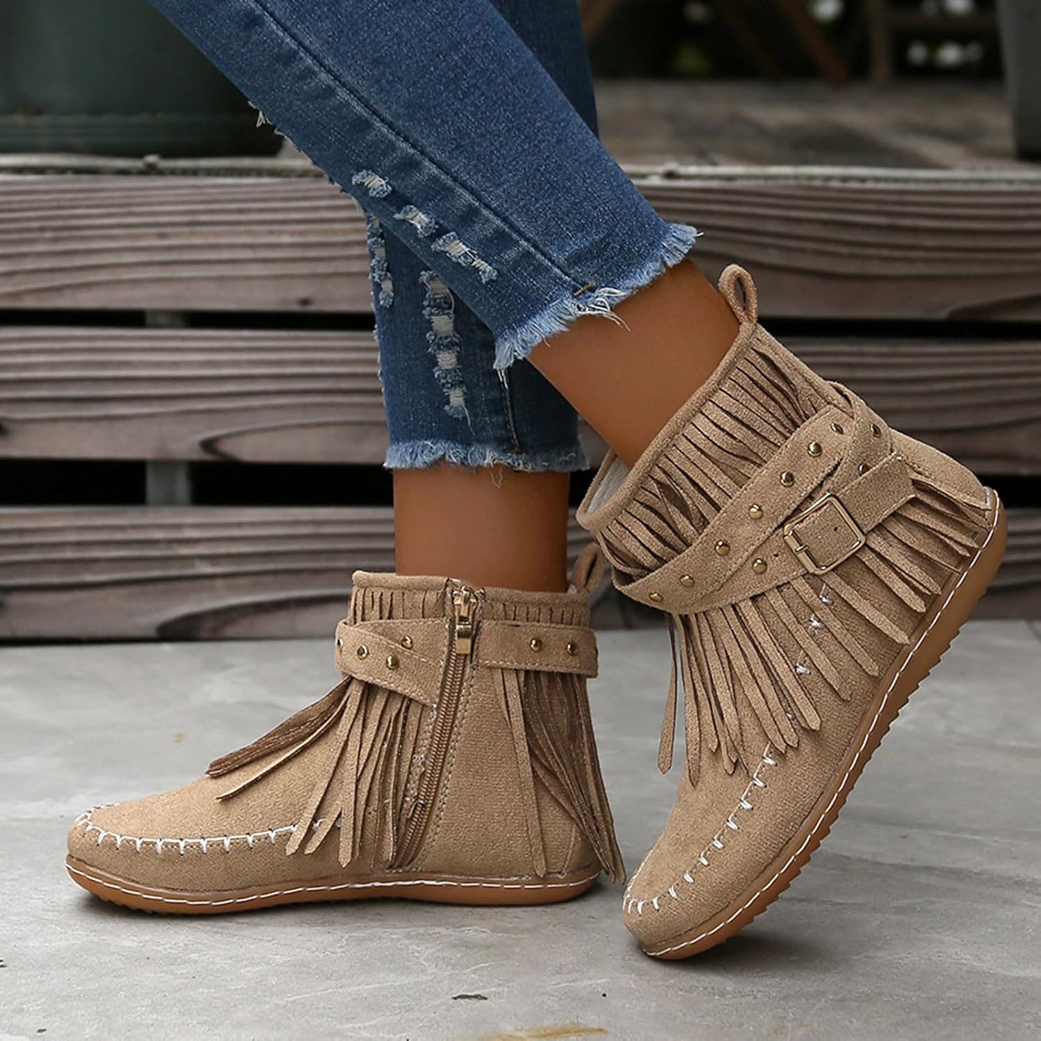 Bottines en Daim à Franges | Bohème | Confortables & Stylées