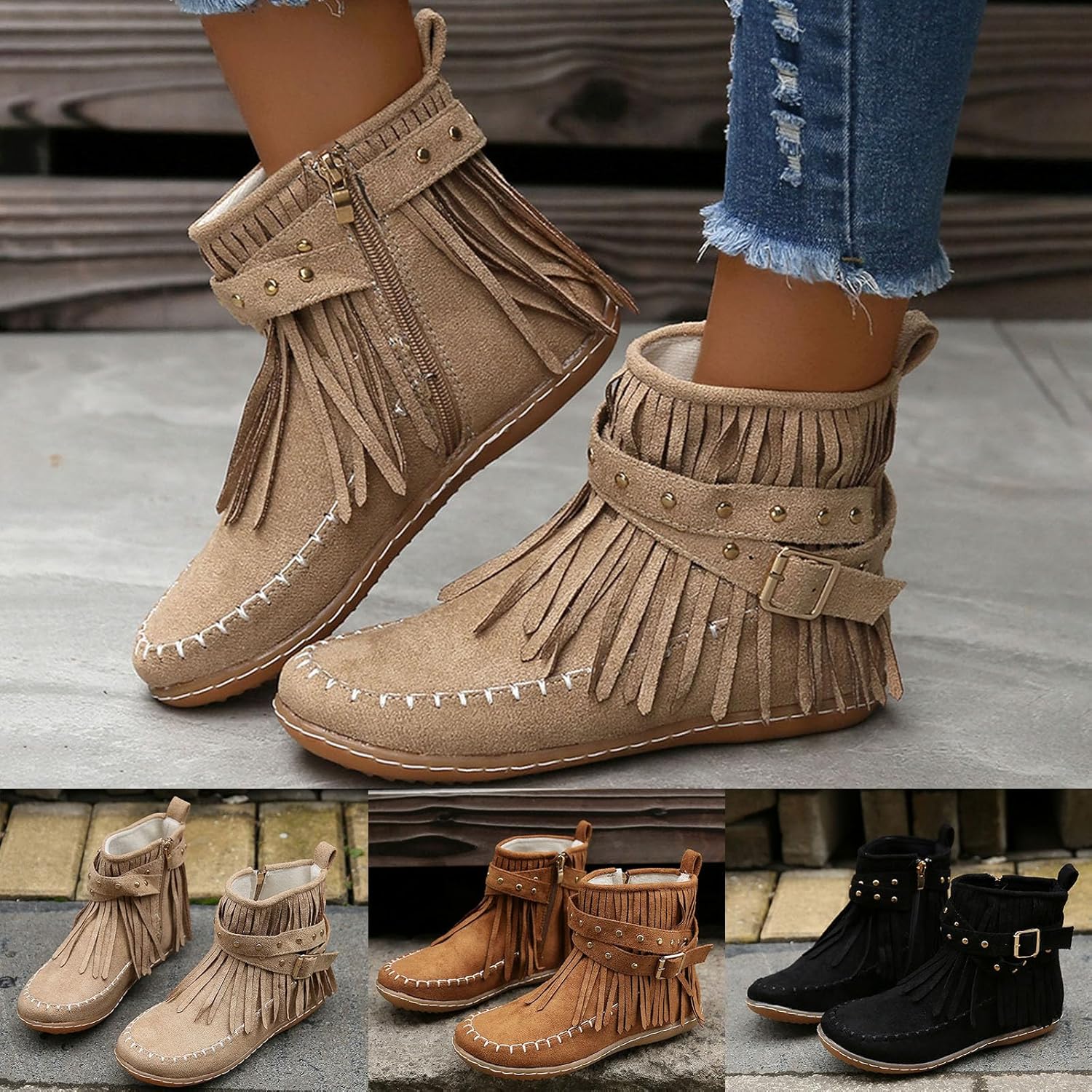 Bottines en Daim à Franges | Bohème | Confortables & Stylées
