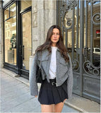 Veste Zippée Courte | Effet Laine Texturée | Moderne & Audacieuse